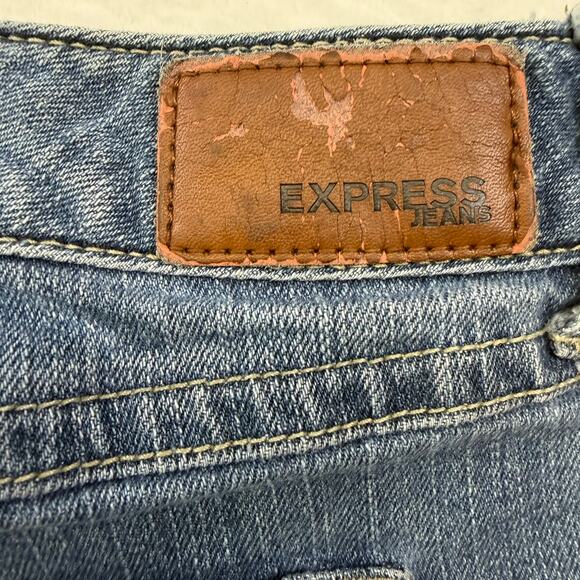 Express Women's Denim Jean Shorts Size 8 Cuffed Festival Cowgirl Beach Casual - Picture 7 of 8